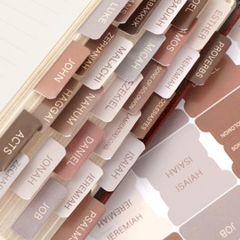 JarThenaAMCS 75Pcs Laminated Bible Tabs Earth Tone Index Tabs Large Print Neutral Tabs for Study Bible, Easy Navigation to Read and Apply Bible Journal Tabs