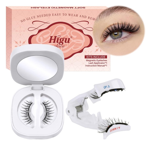 Higu clace Magnetic Eyelashes, Magnetic Eyelashes Without Eyeliner, Magnetic Eyelashes,