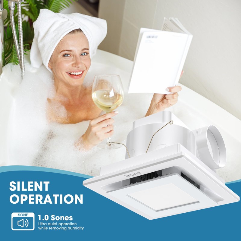 Tesansi Bathroom Exhaust Fan with Light - 100 CFM Efficient