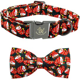 Elegant little tail Christmas Dog Collar, Snowmen Print Pet Collar Dog Bow Dog Collar with Bow Black Cute Winter Dog Collar Boy Girl Puppy Collar Adjustable Dog Collar for Medium Dogs