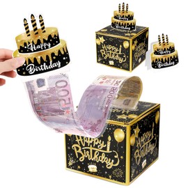 Partideal Birthday Money Gifts, Happy Birthday Gift Box, DIY Gift Packaging, Surprise Box, Puzzle Box, Money Box for Money Gifts, Mystery Box for Friends, Family, Children (Black?Gold)