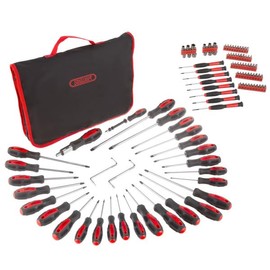 Screwdriver Set - 100-Piece Magnetic Screwdriver Bit Set with Standard and Precision Screwdrivers, Ratchet Handle, and Carry Bag by Stalwart (Red)