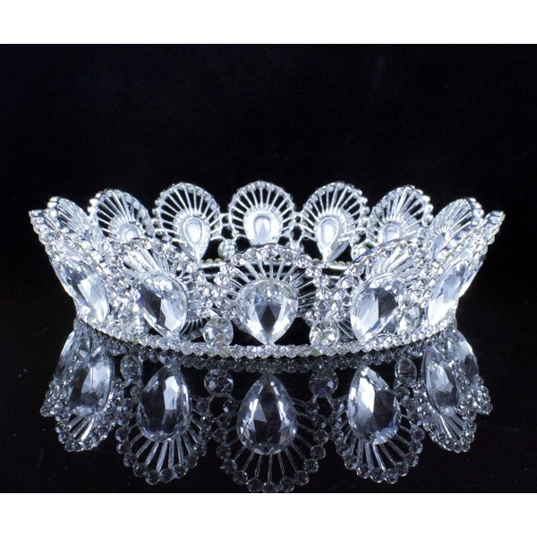 Peacock Full Crown Clear Austrian Crystal Rhinestone Tiara Pageant Bridal T11928