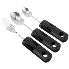SOLUSTRE 3pcs Adaptive Utensils Easy Grip Silverware Built Up Bendable Fork Teaspoon Tablespoon Eating Feeding Utensil Assist Tableware for Elderly People Disability