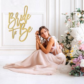 GXNI Gold Wooden Bride to Be Sign - Elegant Bridal Shower and Wedding Party Decoration