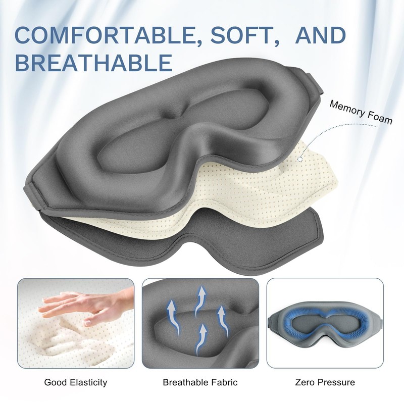 FlyCoco 99% Fully Block Out Light Eye Sleep Mask, 3D