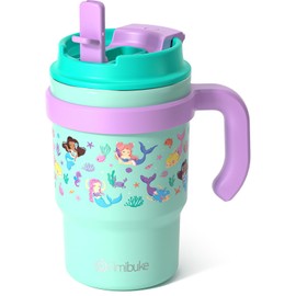 Fimibuke Kids Insulated Tumbler with Handle & Straw - 16oz Leak Proof Toddler Tumbler with Sip/Swig 2-in-1 Lid, BPA FREE 18/8 Stainless Steel Kids Water Bottle Drinking Cups Travel Mugs for Boys Girls