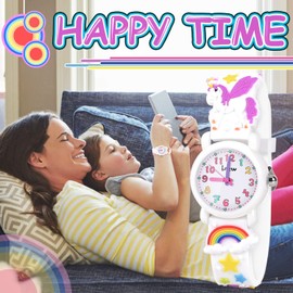 Toys for 3 4 5 6 Year Old Girls, Toddler Watch for Kids Girls Birthday Gifts for Kids Age 3-9 Gifts for 4 5 6 7 Year Old Girls Unicorn Toys for Kids Age 3-8 Christmas Stocking Stuffers - White