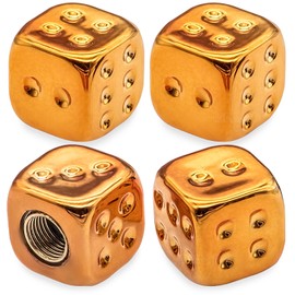 MEAJOO 4PCS Dice Tire Valve Stem Caps, Wheels Tire Air Caps with O Rubber Ring Accessories, Corrosion Resistant Leak-Proof, Universal for Cars, SUVs, Bikes, Trucks and Motorcycles (Orange)