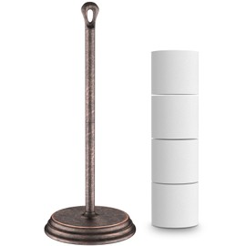 KASUNTO Toilet Paper Holder with Rustproof, Metal Free Standing Toilet Paper Stand Storage for Bathroom, Tissue Paper Roll Holder for Bathroom Accessories (Oil Rubbed Bronze)