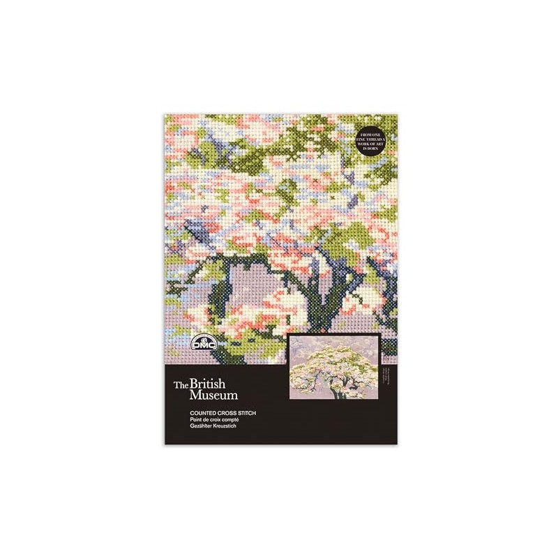 DMC "The British Museum Cherry Blossom Cross Stitch Kit, Multi-Colour