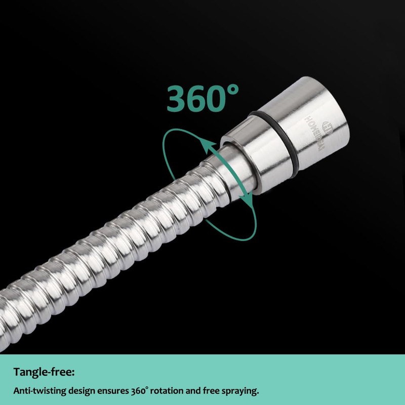 HOMEIDEAS 60 inches Shower Hose, 5 feet Long 304 Stainless