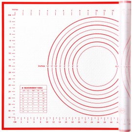 silicone pastry mat non stick baking mat with measurement fondant mat with three sizes for silicone baking mat, counter mat, dough rolling mat,fondant/pie crust mat. (l, Red)