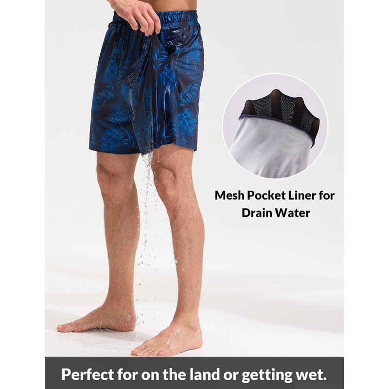 baleaf Swim Shorts Men with Zip Pockets Rash Guard Swimming