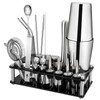 WOTOW Cocktail Shaker Set - 25-Piece Silver Stainless Steel Boston