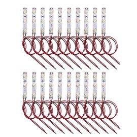 HUAZIZ 20 pieces 3-LED house lighting, 5 cm, warm white with cable, 15 cm, 12-18 V, model building LED lighting, model building lighting, model railway lighting