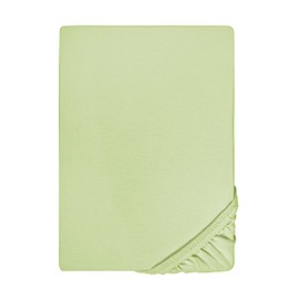 biberna 0077144 Fitted Sheet Fine Jersey (Mattress Height Max. 22 cm), Combed Cotton, Super Soft, 1x 90 x 190 cm > 100 x 200 cm Pistachio Green