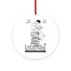 CafePress Reading Girl ATOP Books Round 4" MDF Holiday Ornament