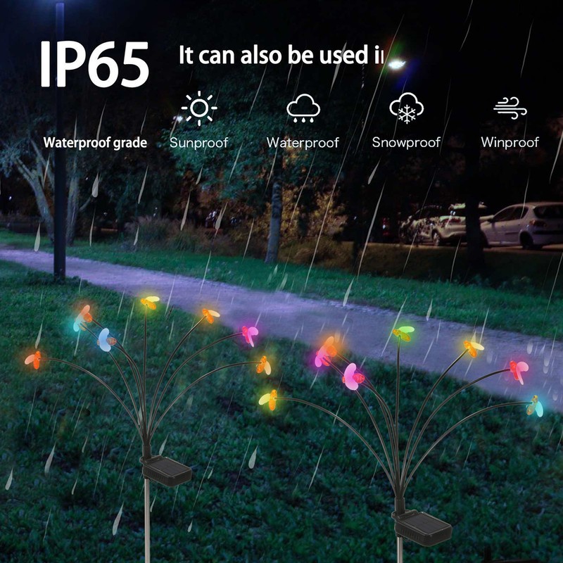 2Set Solar Bee Garden Lights IP65 Waterproof 8 LED Decorative