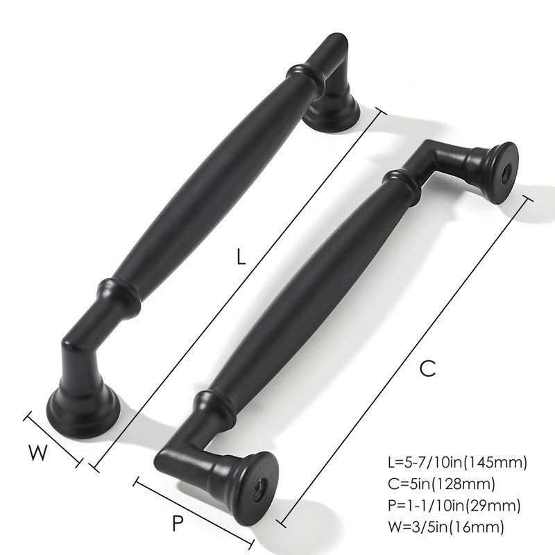 khtumeware 2 Pack 5 Inch(128mm) Matte Black Cabinet Pulls, Cabinet