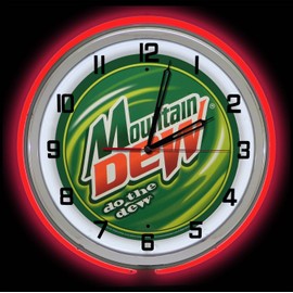 Redeye Laserworks Mountain Dew Red 18" Double Neon Garage Clock from
