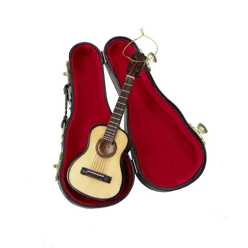 Kurt Adler J4544 5.52" Wood Pearlized Guitar Ornament
