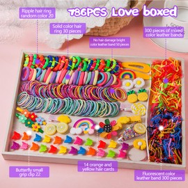 Baby Hair Ties for Girls Hair Ponytail Holder with Box, Assorted Styles Mini Hair Clips 780Pcs Girl Barettes Hairpins Bows Rubber Bands Set for Baby Girls Teens Toddlers (Style A with Gift Box)