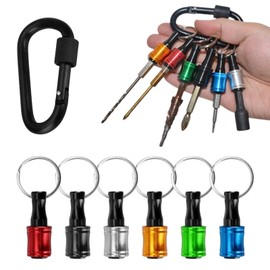 6PCS Drill Bit Holder, 1/4 inch Bit Holder Keychain Screwdriver Bit Holder, Bit Holder Hex Screwdriver Holder for DIY, Electrical, Woodworking, Construction, and Maintenance, Gadgets for Men