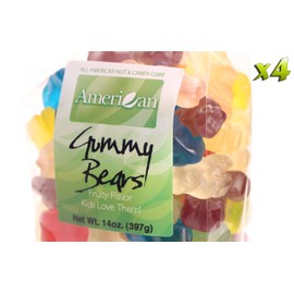 (Four) 14oz Gourmet Style Bags of Chewy 12 Flavors Gummy Bears [56oz. / 3½ lbs.]