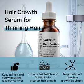 Hair Growth Serum for Thinning Hair, 30mL Vegan Multi Peptide Hair Serum for Hair Growth, Natural Frizzy Hair Serum for Men & Women.