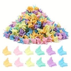 ROSEUS Mini Butterfly Hair Clips 50pc - Pastel Hair Claw Clips 90s Y2K Inspired 50pc Assorted Colours