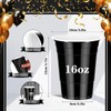 mwellewm 150 Pack Black Cups 16 oz Disposable Plastic Party