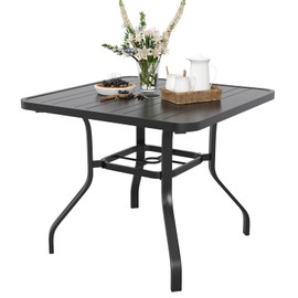 Soohow Patio Dining Table 35"x35", Square Outdoor Dining Table with 1.57" Umbrella Hole, Metal Outdoor Furniture for Patio, Graden, Backyard and Poolside, Weather-Resistant