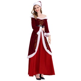 EOZY - Adult Santa Claus Costume Set Santa Claus Costume Complete Costume Red Dress for Christmas (Women, Height 160-165 cm)