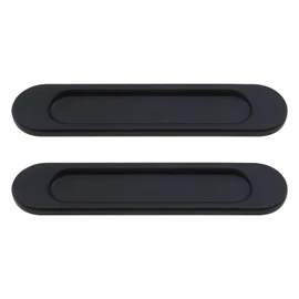 EMSea 2Pcs Oval Sliding Door Handles Replacement Sliding Barn Door Finger Pull Door Accessories for Outdoor Doors Pocket Doors Cabinets Wardrobes Black