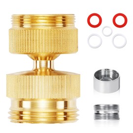 LitartPRO LF Brass Faucet Adapter Kit, 15/16" Male or 55/64" Female x 3/4" Male GHT Swivel Aerator to Garden Hose Connecter (2PCS)