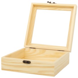 ZSDRTYU Wood Box, Small Wooden Storage Container, Lid Unfinished Wood Box Natural Diy Craft Art, Hobbies (7 x 7 x 2.8 In)