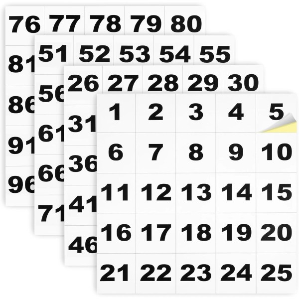 NoBrand Stickers 1-100, White Vinyl Consecutive Number Stickers 1.5-inch Self