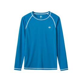 MoFiz Boy's Sun Protection Rash Guard Shirts Kids Lightweight Fishing Hiking Shirts Sun Shirts Blue L