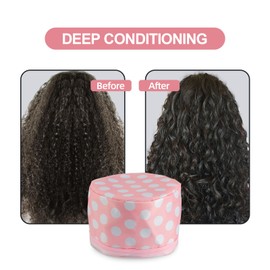 LIARTY Electric Hair Steamer Cap, Hair Care Hat Heating Cap with 2 Mode Temperature Control, Removable & Washable for Hair Spa Home Thermal - Pink & White