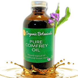 Organic Botanicals Pure Organic Comfrey Leaf Infused Oil - Skin Care for Joints, Back, Muscles, Fractures, Bruises, and Minor Wounds, Natural Herbal Body Massage Oil, Certified Organic (8 oz)