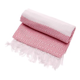 Hammam Towel Peshtemal Fouta/Turkish Towel/Turkish Towel/Bath Towel/Sauna Towel/Beach Towel - 100% Cotton / Diamond Pattern (Red/White)