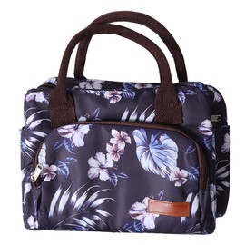 Insulated Bag Large Capacity Thermal Lunch Handbag Fashionable Floral Print Cooler Lunch Box with Strap for Mother Baby