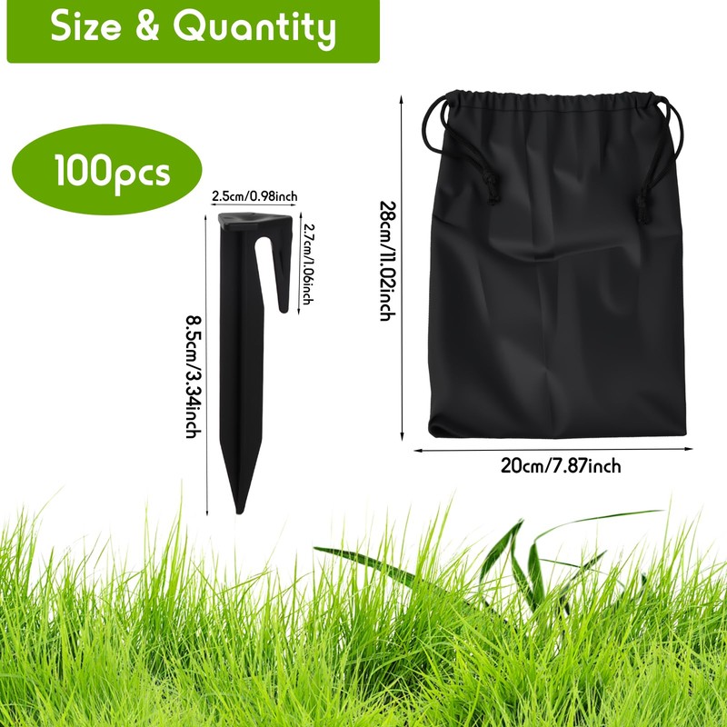 100Pcs Universal Ground Anchor Peg, Durable Boundary Wire Pegs Plastic