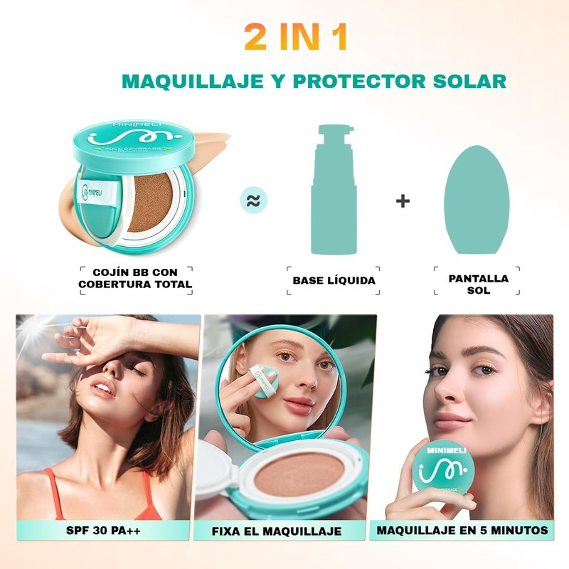 Minimeli Base De Maquillaje BB Cream, Alta Cobertura, Larga Duración