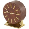 Deco 79 Faux Leather Round Clock with Gold Rectangular Base,