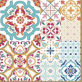 20 Napkins Colourful Tile Pattern Pattern Craft Table Decoration Decoupage Decoupage Decoupage 33 x 33 cm