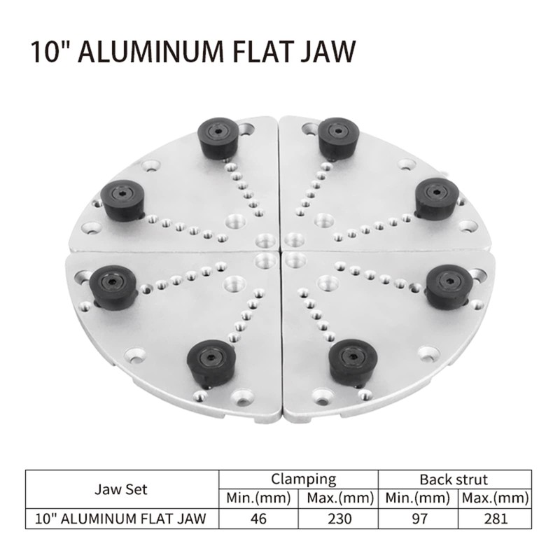 Woodworking 10" Flat Jaws for 4inch/4.5inch C-Series Lathe Woodturning Chucks(CSC3000C,