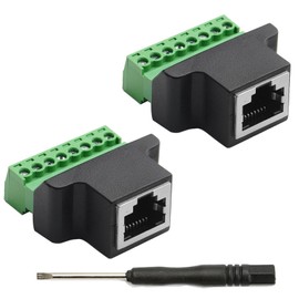 Pack of 2 RJ45 Female to 8 Pins Screw Terminal Block Adapter 8 Pin Ethernet Connector for Cat7 Cat6 Cat5 CCTV / DVR Digital Internet RJ45 Connector (Pack of 2)