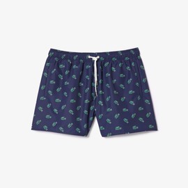 Lacoste Men's Allover Croc Swim Short, Navy Blue/Multicolor, M